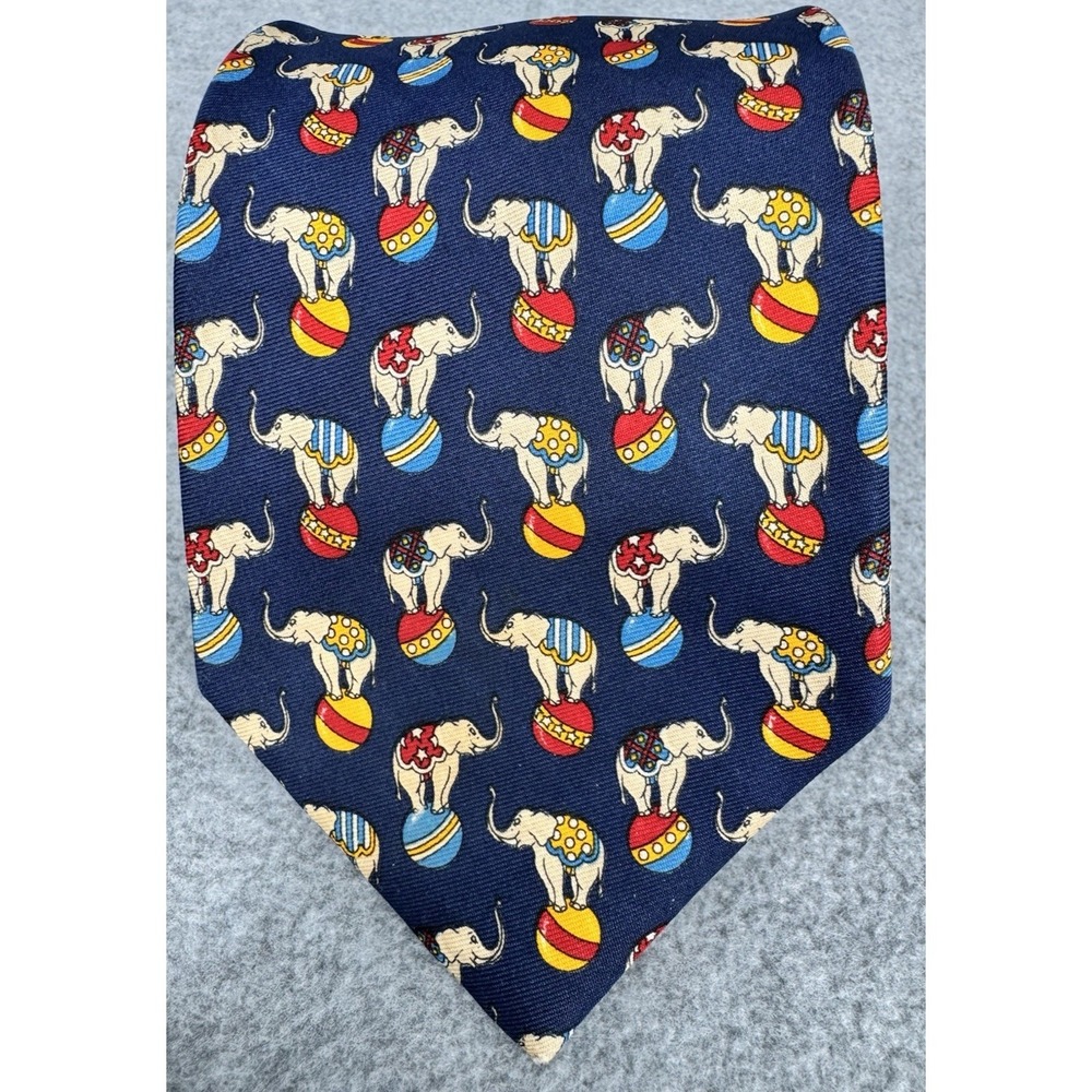 Brooks Brothers Makers Silk Necktie Circus Elephant Print Novelty USA Made